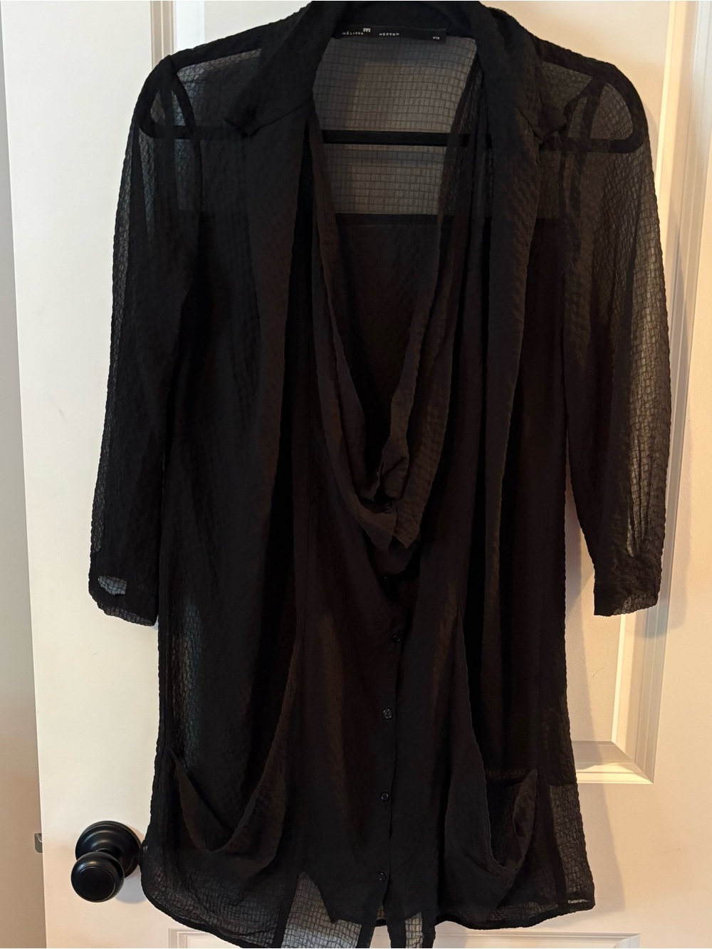 MELISSA NEPTON 🇨🇦 Black gauzy drape wrap tunic dress coverup